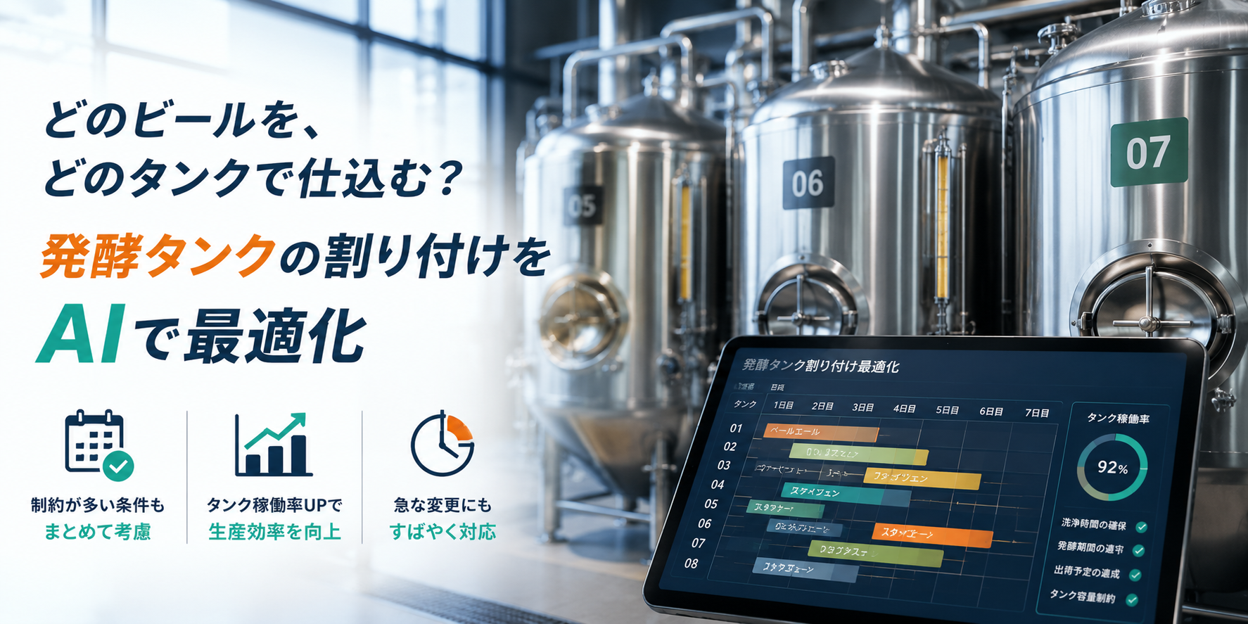 どのビールを、どのタンクで仕込む?発酵タンクの割り付けをAIで最適化