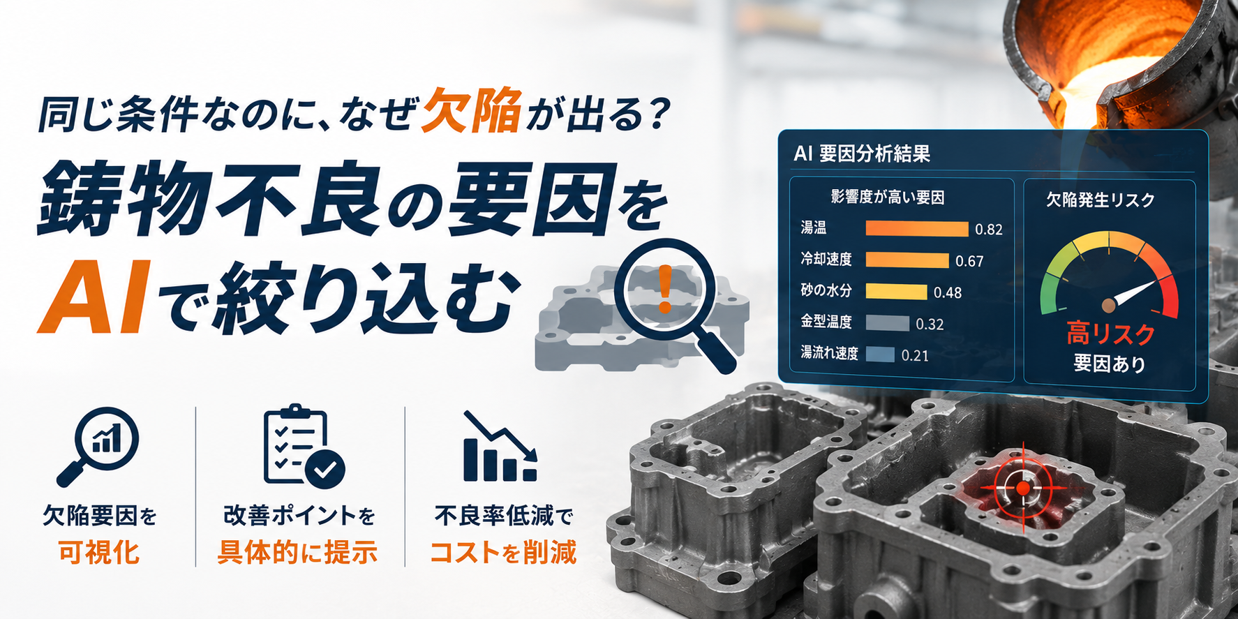 同じ条件なのに、なぜ欠陥が出る?鋳物不良の要因をAIで絞り込む